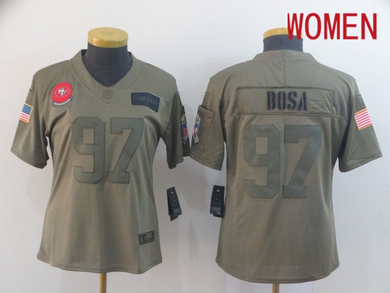 Women San Francisco 49ers #97 Bosa Nike 2019 Olive Camo Salute to Service Limited NFL Jerseys->san francisco 49ers->NFL Jersey